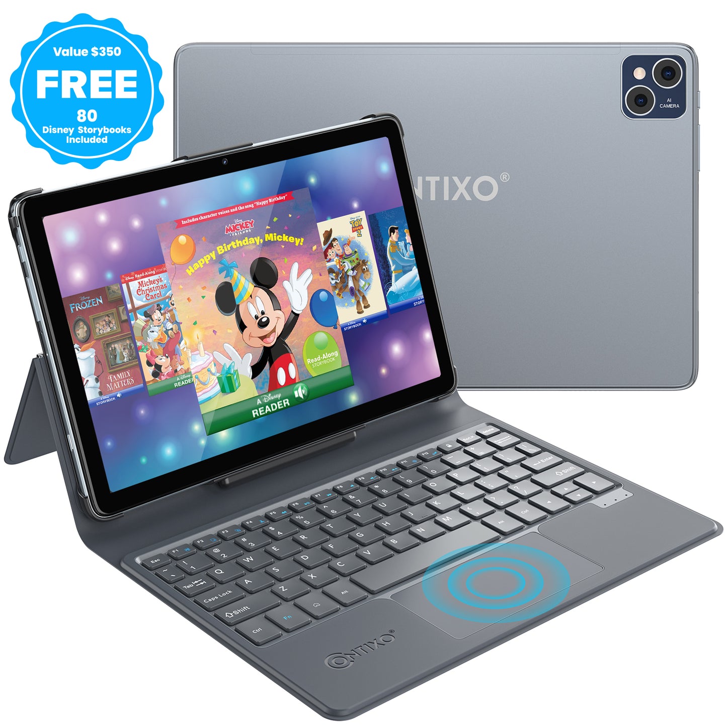 Contixo 10" Kids Tablet with Keyboard & Colorful Case, Pre-Loaded Disney eBooks - Ages 3-12