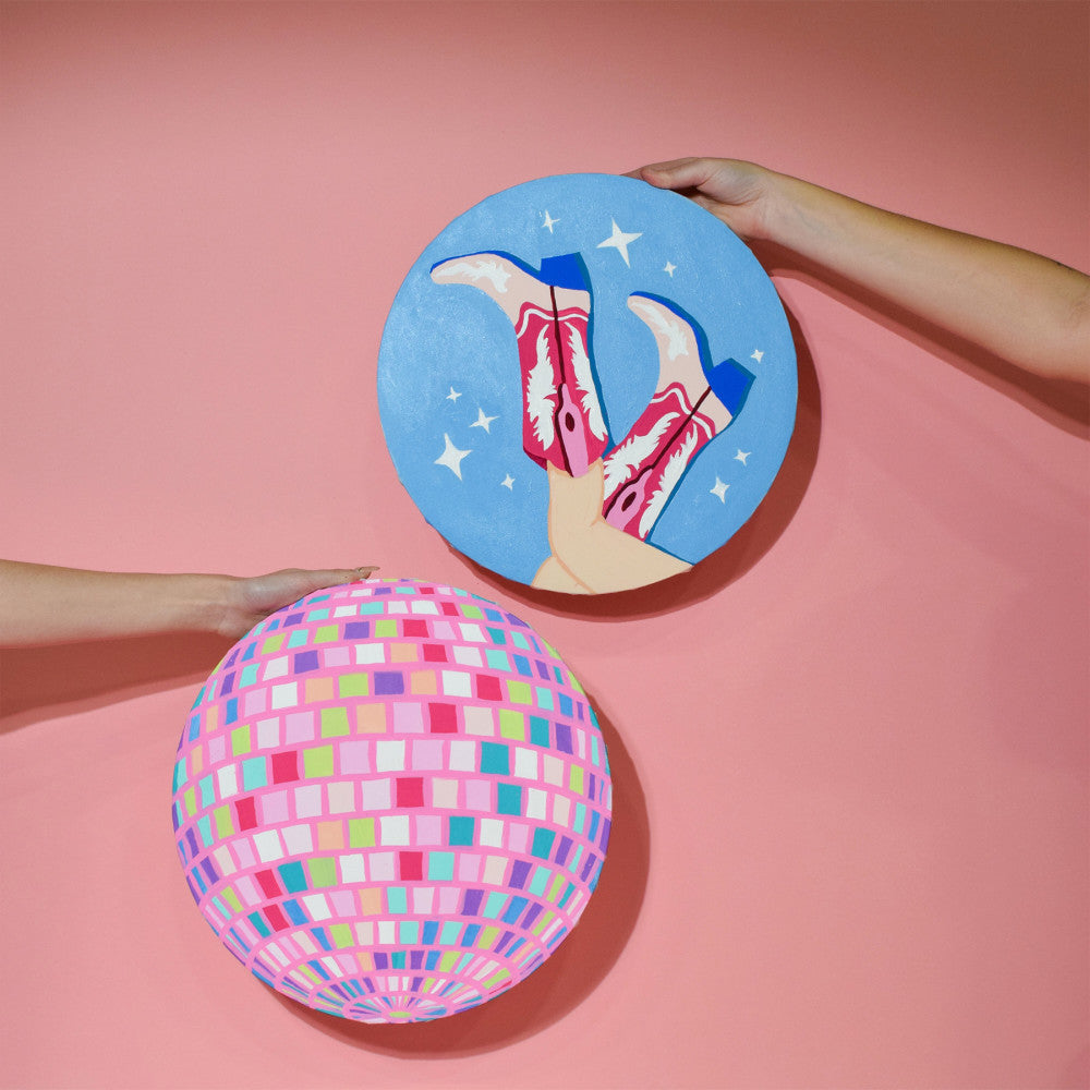 Art 101 Gallery Disco Cowgirl Canvas Art Set - 2-Pack Paintable Canvases