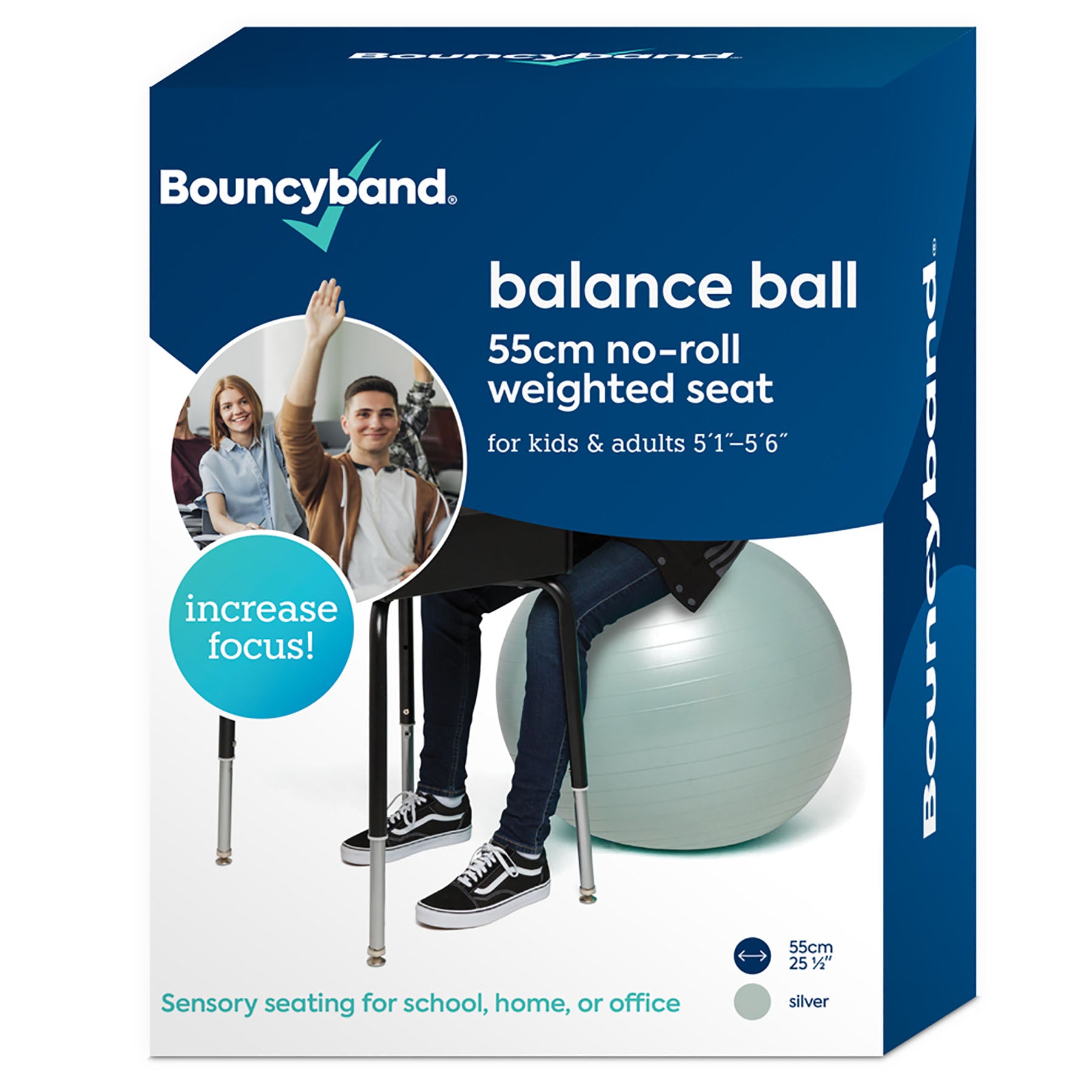 Bouncyband Balance Ball, 55cm, Silver Bouncyband Balance Ball, 55cm, Silver