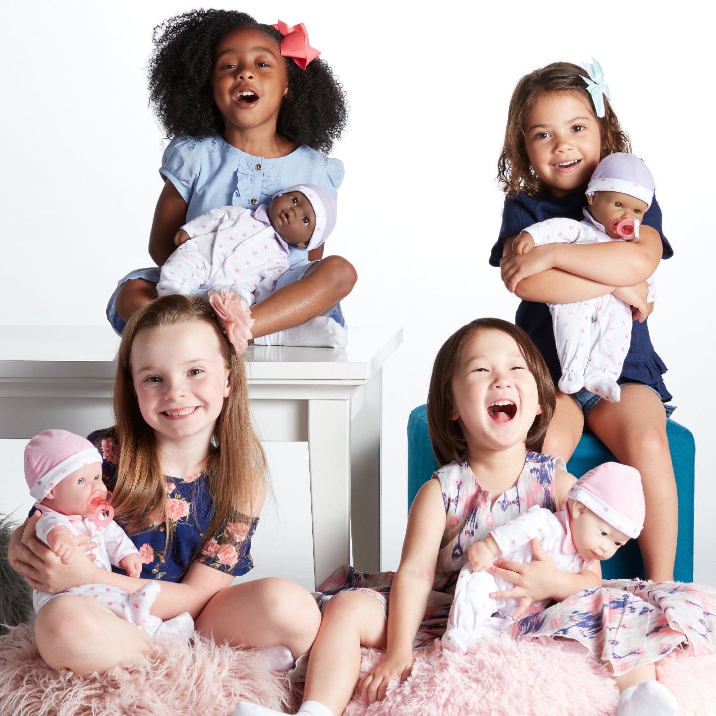 JC Toys La Baby Soft 16" Baby Doll, Purple with Pacifier, African-American