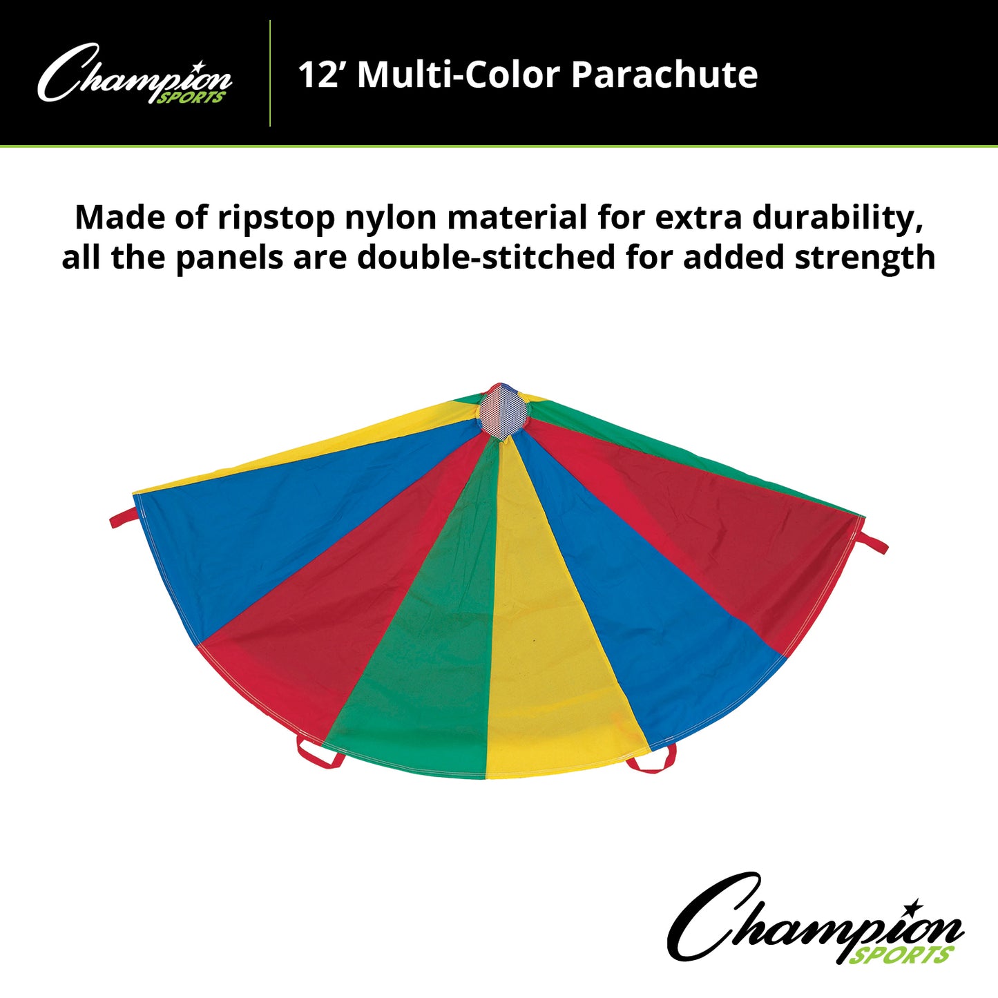 Champion Sports Colorful Play Parachute, 12-Foot with 12 Handles
