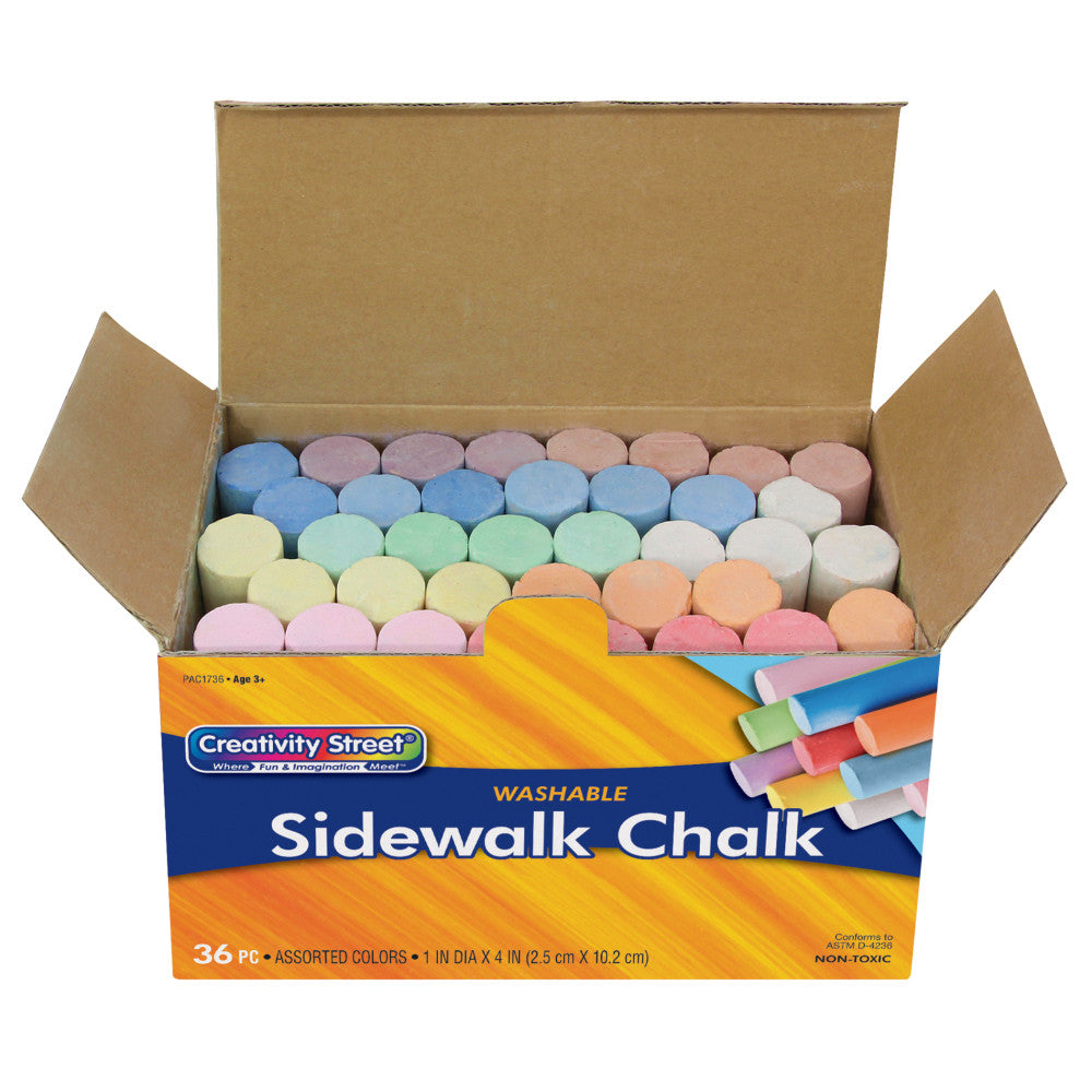 Creativity Street Sidewalk Chalk Set, Assorted Colors, 36 Pieces