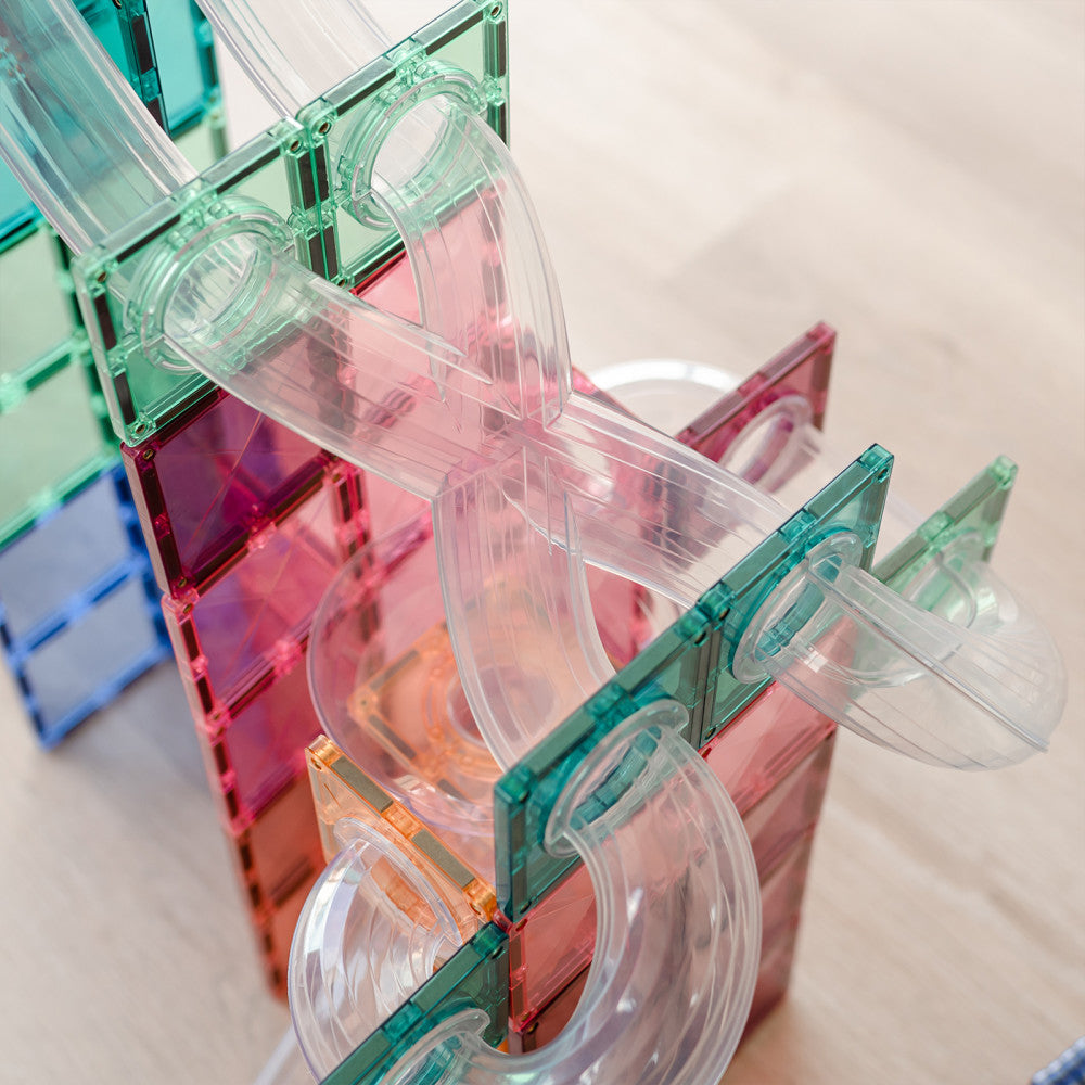 Connetix Magnetic Tiles 80-Piece Pastel Ball Run Expansion Set