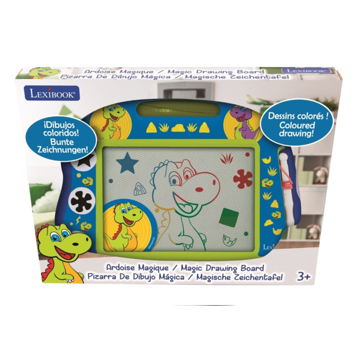 LEXIBOOK Dinosaurs Magnetic Multicolor Drawing Board with accessories A5 format