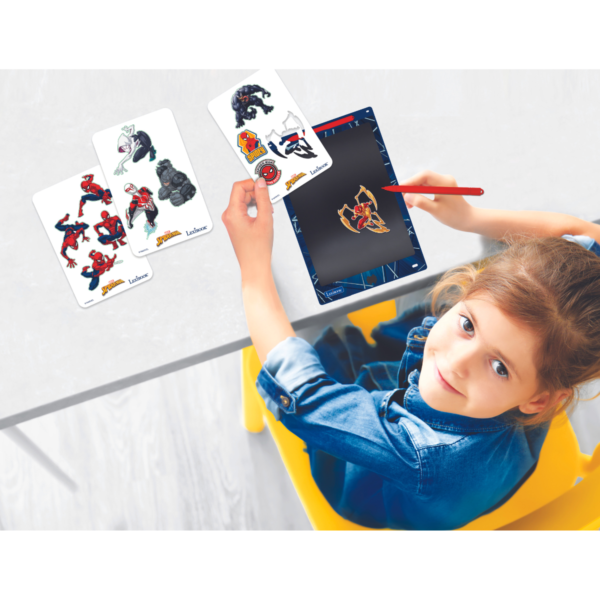 SpiderMan 11’’ multicolor learning drawing E-ink tablet with stencils