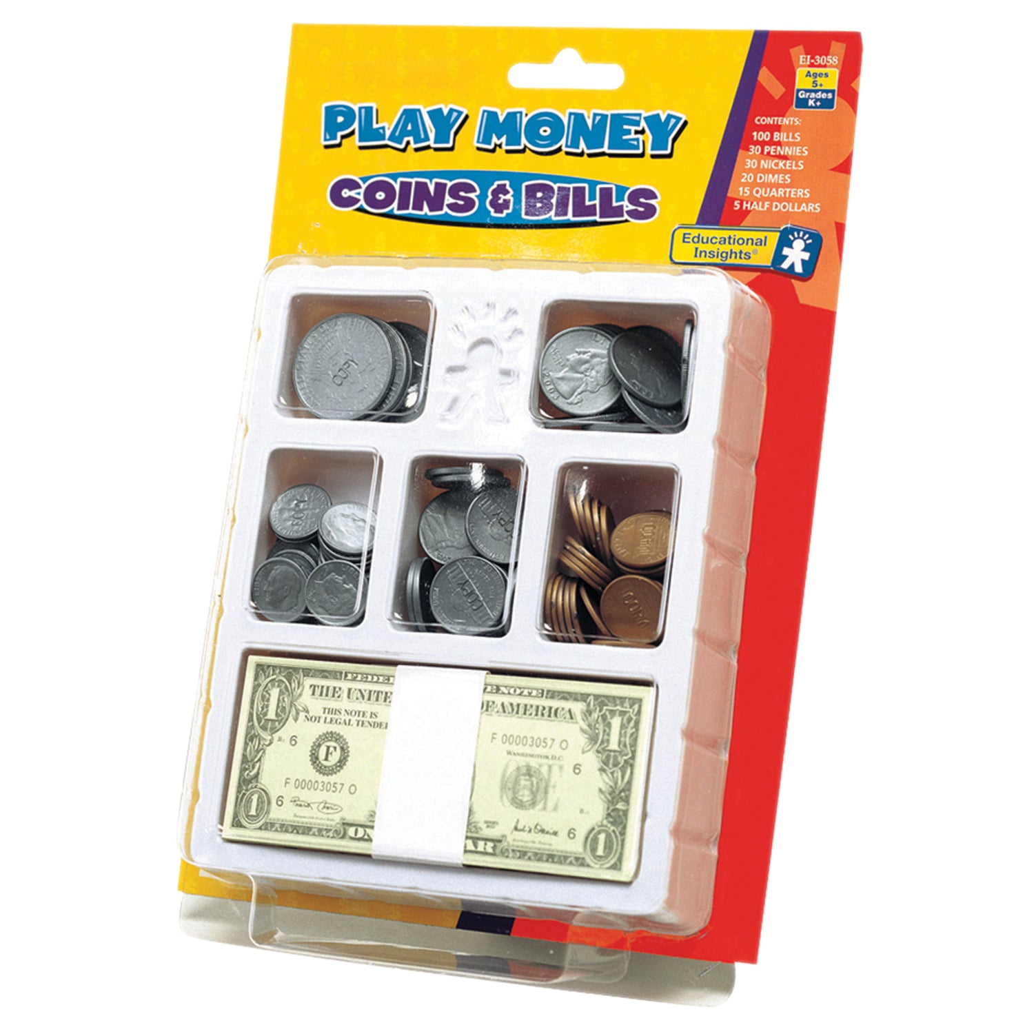 LEARNING ADVANTAGE-7522 Play Nickels - Set Of 100 Plastic - Want It All