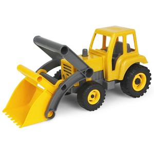 Lena Eco Active yellow toy tractor with front loader bucket and cannon