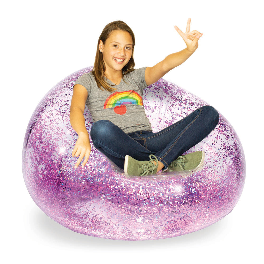 Kids Glitter Inflatable Chair - Pink Glitter