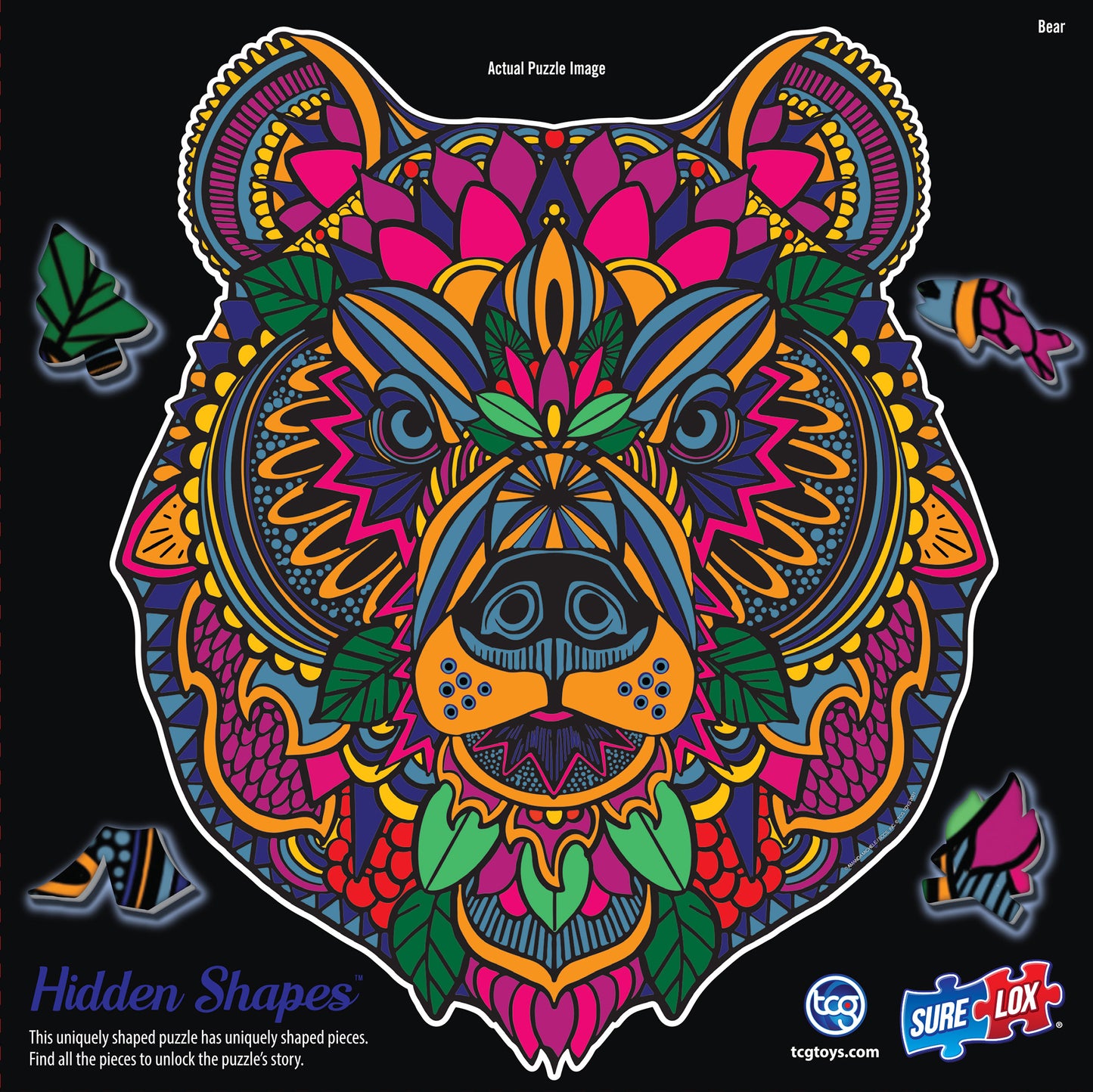 Enchanted Wilderness Bear-Shaped Jigsaw Puzzle - 300 pc