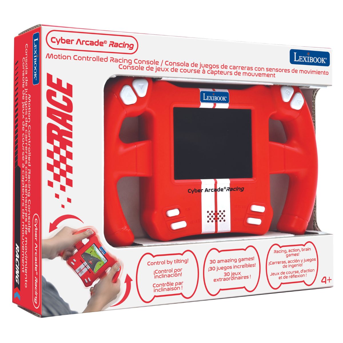 LEXIBOOK Racing game console with color LCD screen 2.8' including 30 games and gesture control