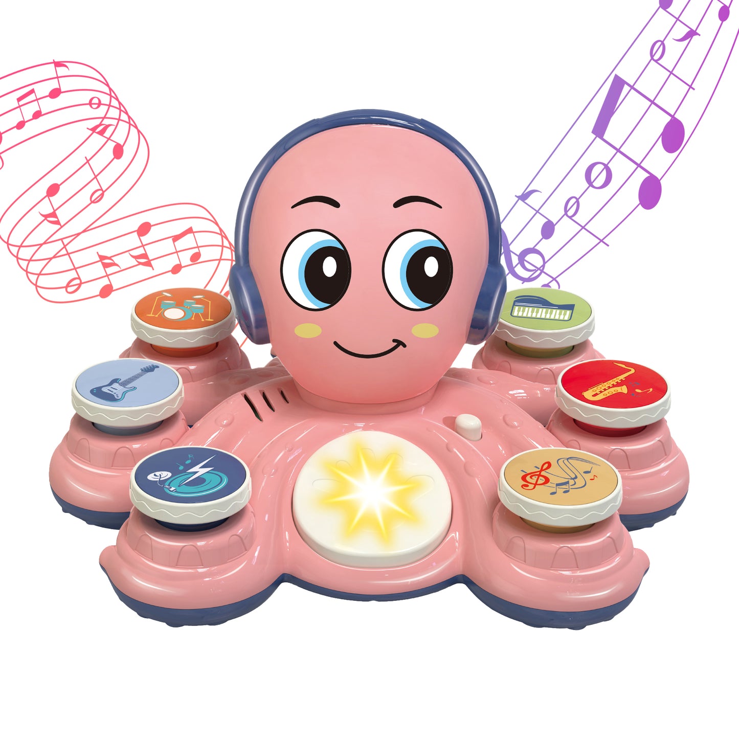 Contixo Pink Musical Octopus Baby Piano Toy with Lights and Sounds