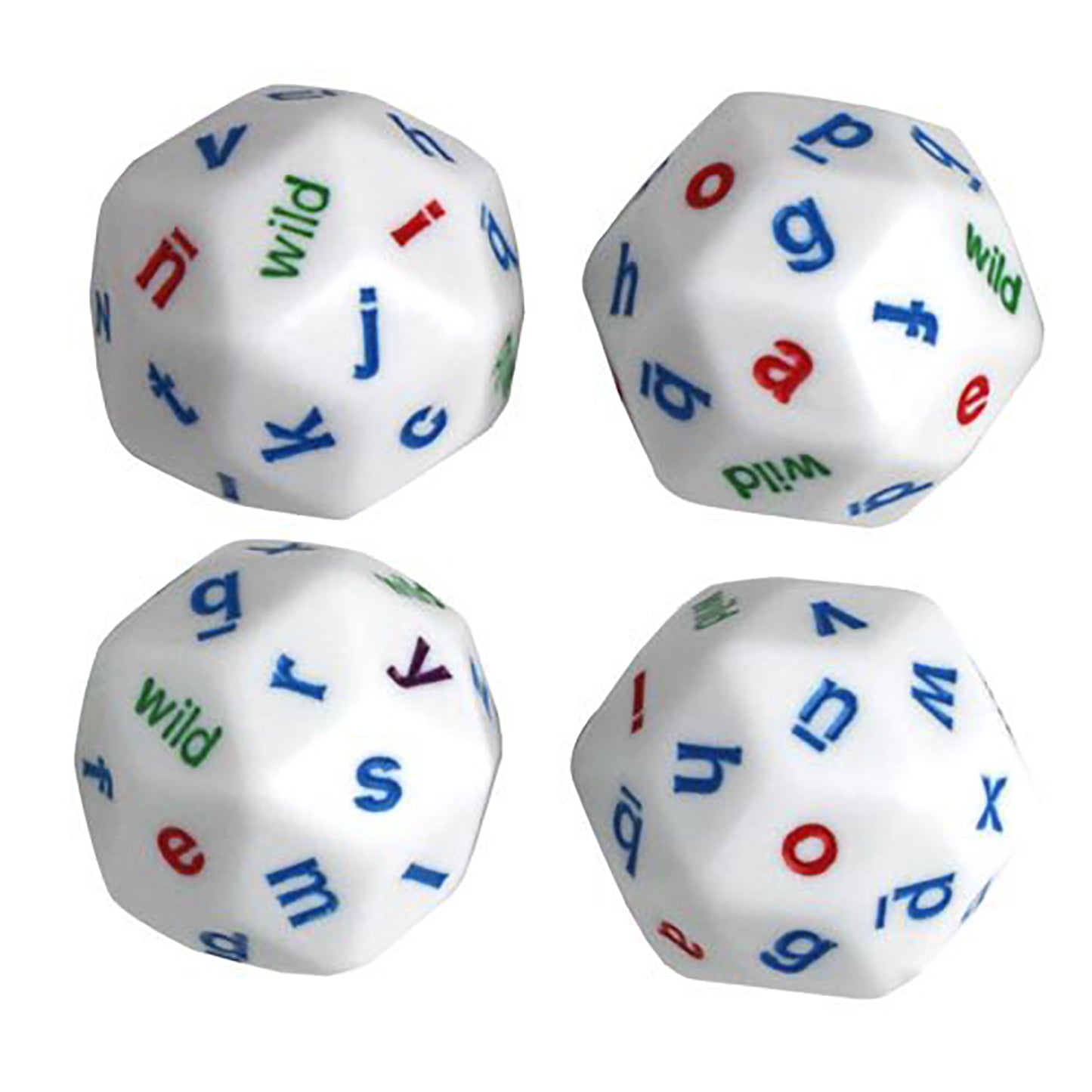 Koplow Games Colorful 30-Sided Alphabet Dice Set, Lowercase, 4 Pack