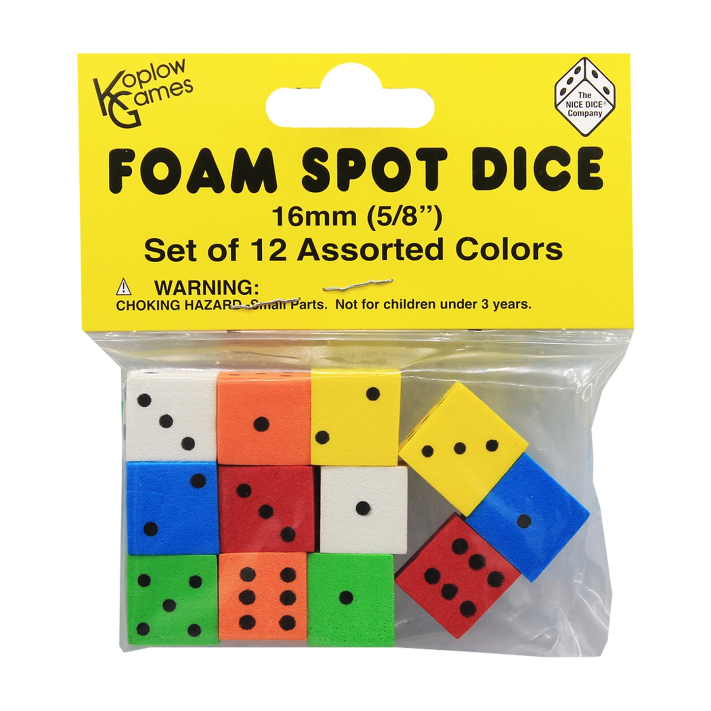 Koplow Games Colorful 16mm Foam Dice - 72 Pack Assortment