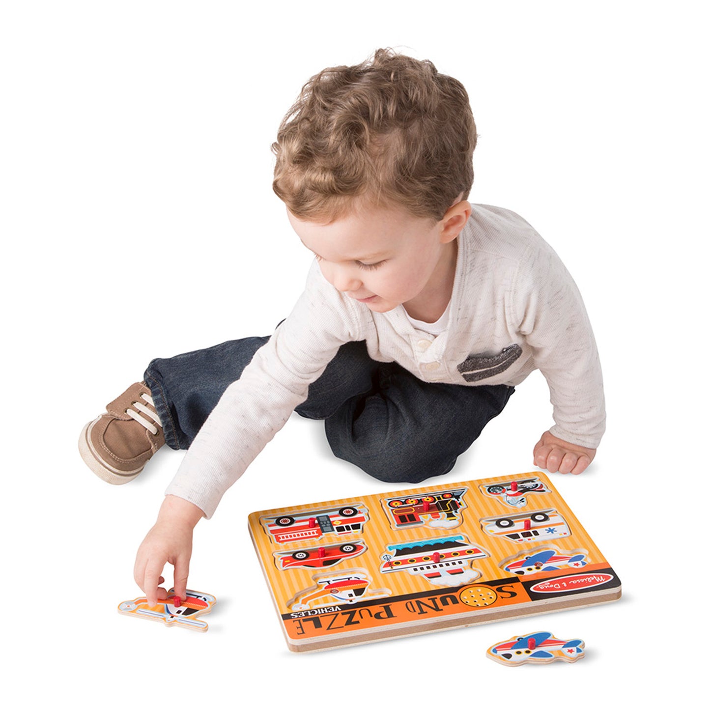 Melissa & Doug Vehicles Sound Puzzle - 8 pc Wooden Peg