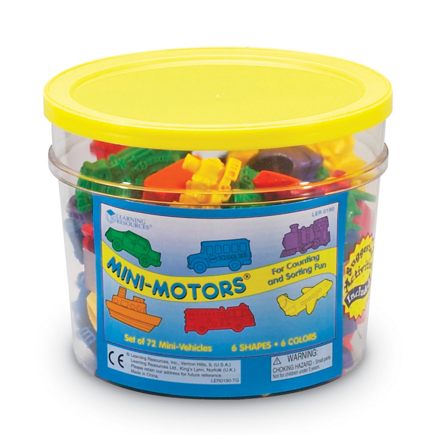 Learning Resources Mini Motors Counters - Colorful Vehicle Shapes - Set of 72