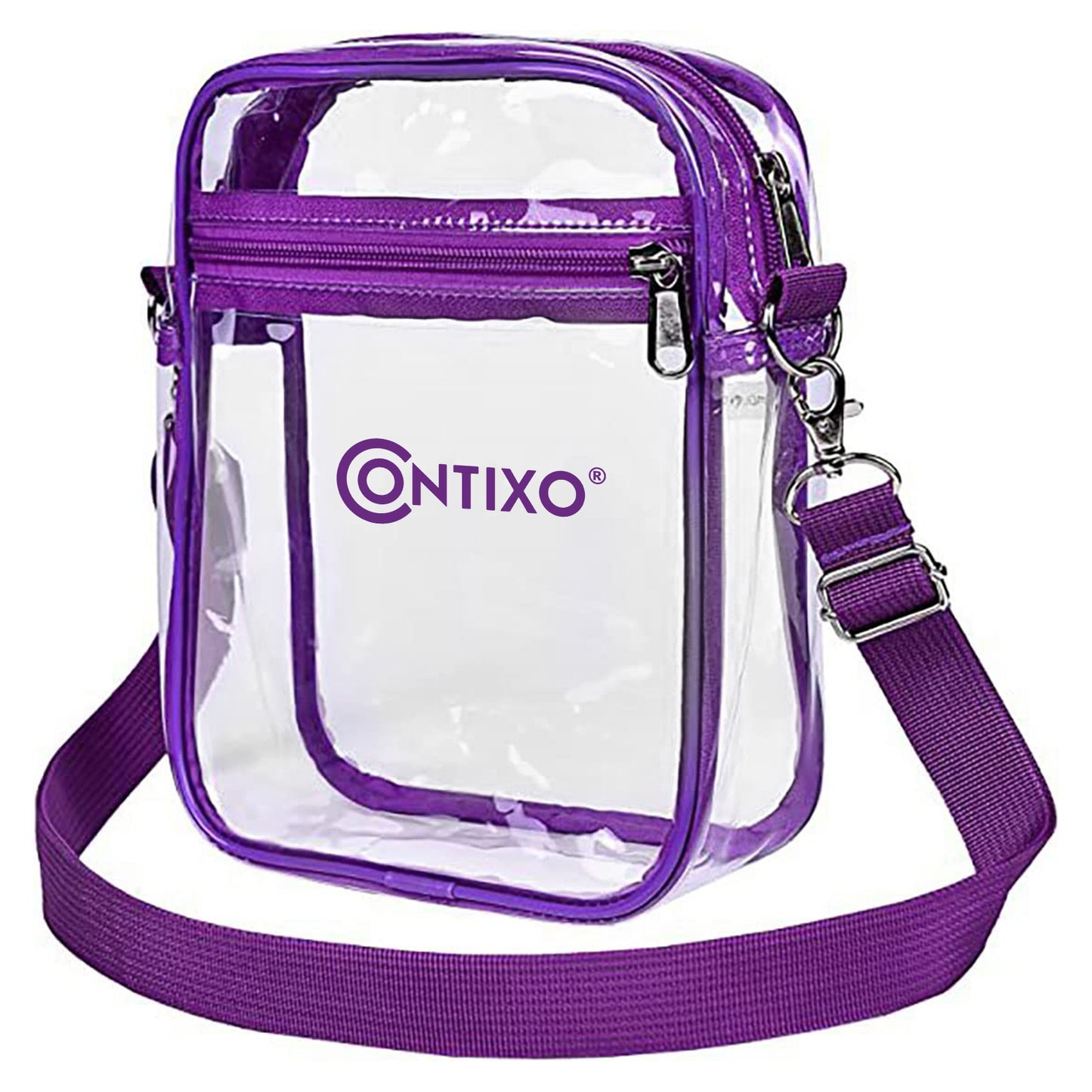 Contixo 7'' Clear Crossbody Bag Stadium Approved, Purple Shoulder Bag for Concerts and Events