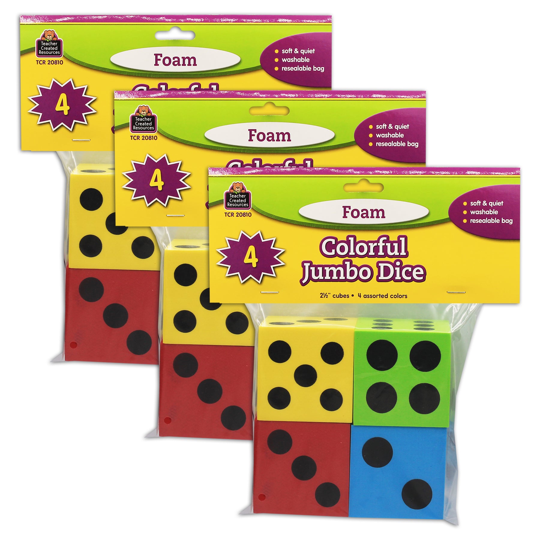 Learning Advantage Ten Frame Foam Dice - Set Of 6 For Math, Grades K-2