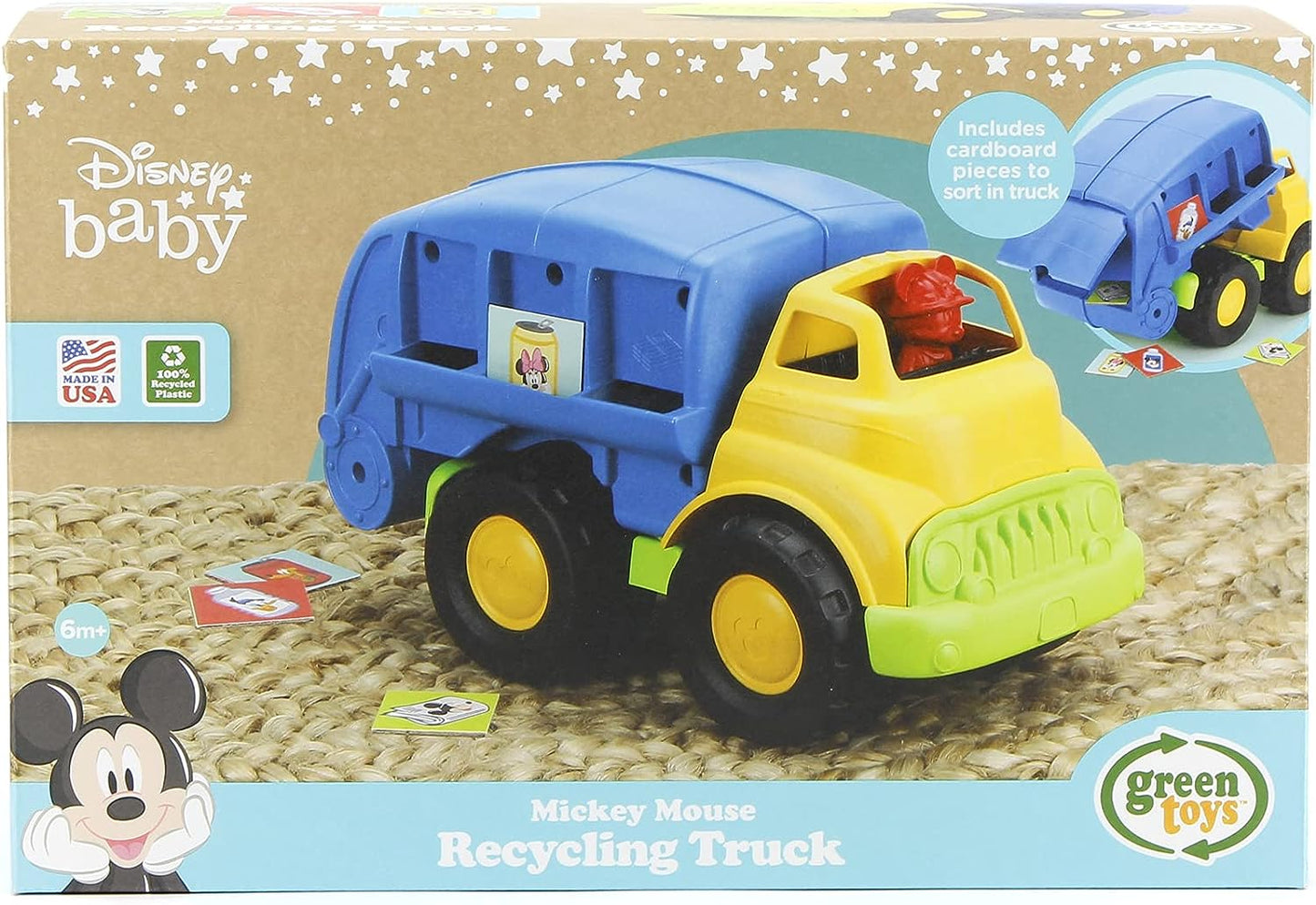 Green Toys Disney Mickey Mouse Blue Recycling Truck, Eco-Friendly Play Vehicle