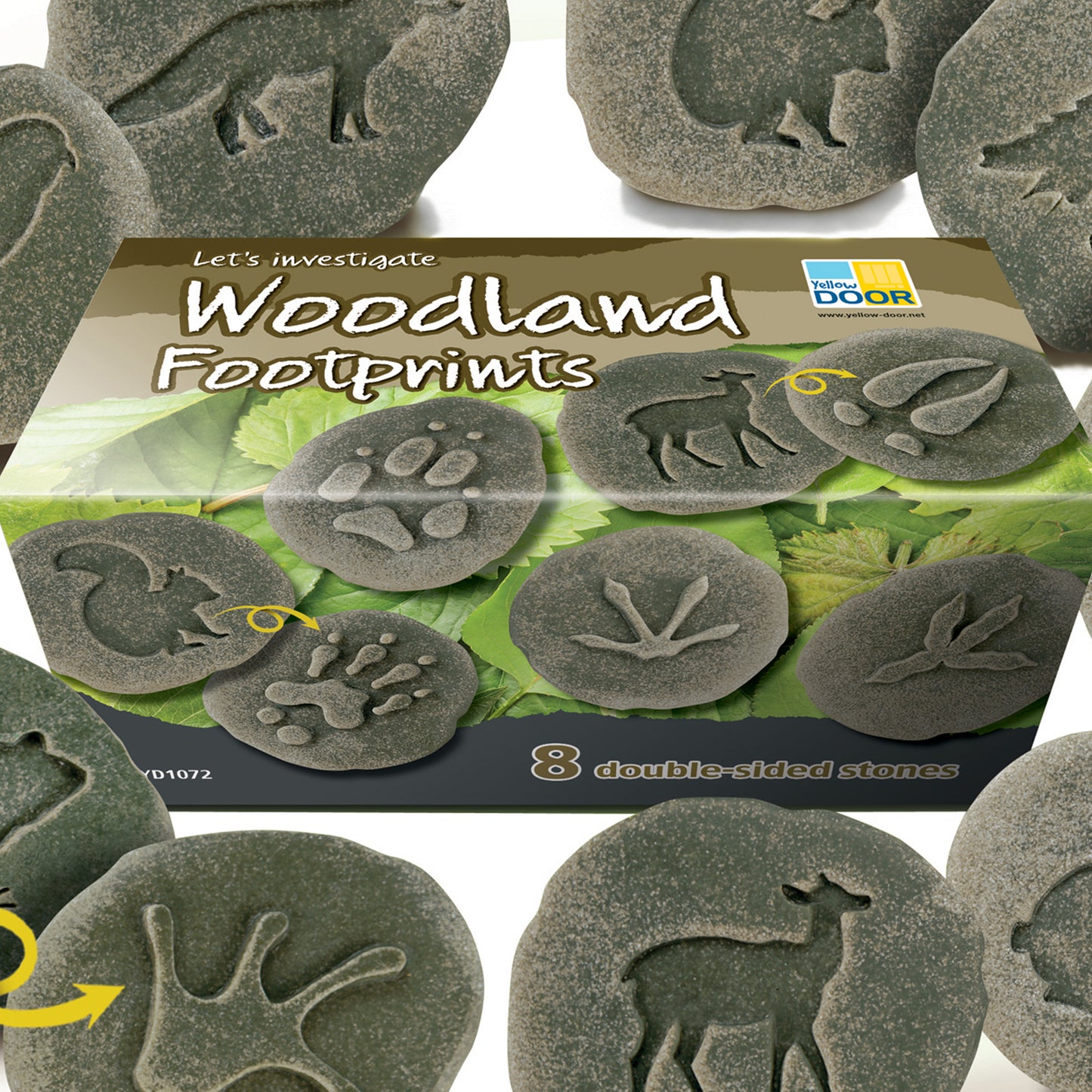 Yellow Door Woodland Footprint Stones - Set of 8 - Forest Animal Tracks