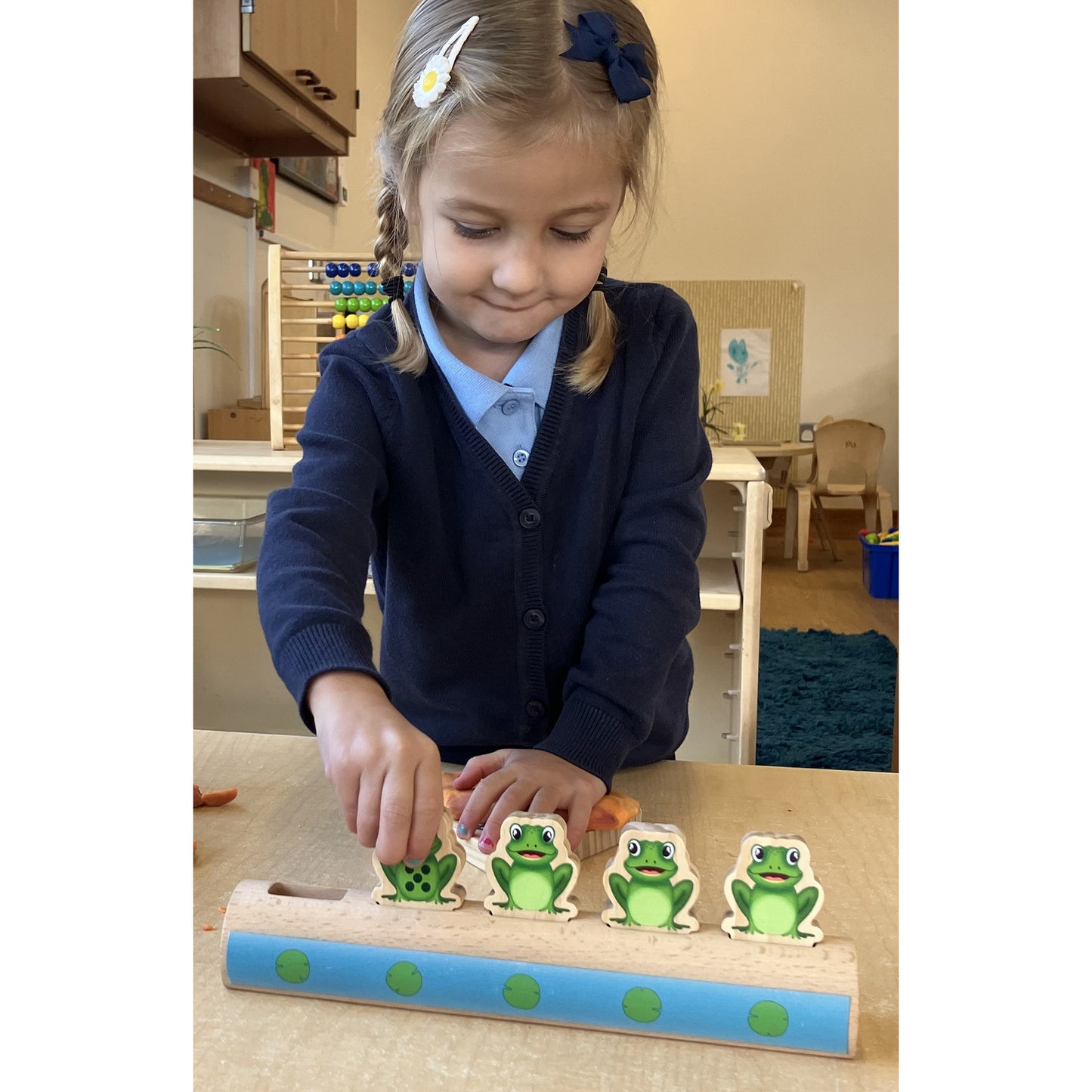 Yellow Door Sustainable Wood Five Frogs on a Log - Number Matching Game