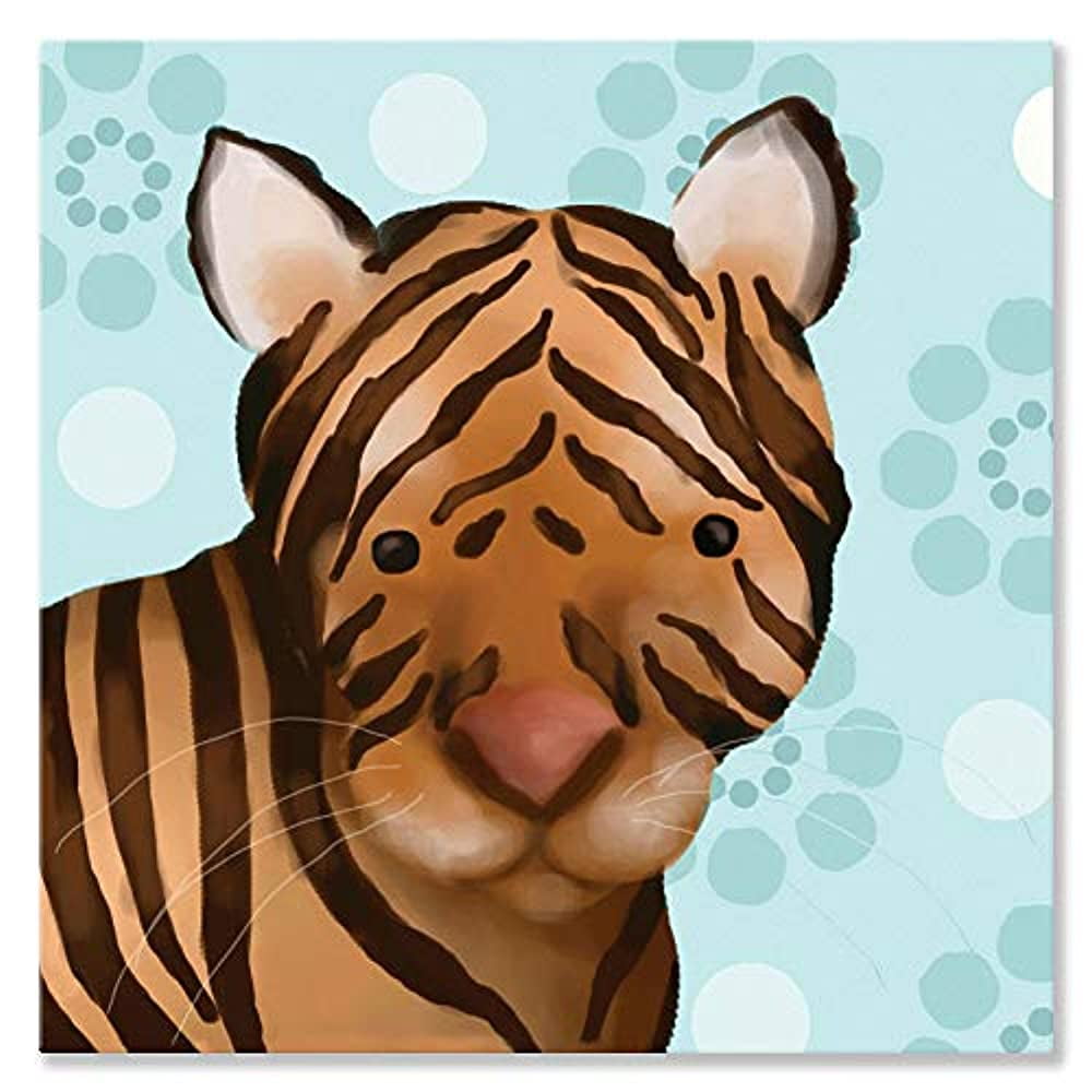 Oopsy Daisy Aaron The Tiger 10-Inch Canvas Wall Art - Colorful Stripes