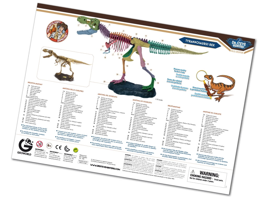 Uncle Milton T. Rex Replica Model Skeleton - 21 Piece Dinosaur Kit