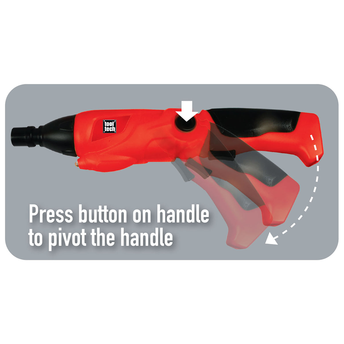 Tool Tech Deluxe Helmet Tool Set red powered screwdriver with pivoting handle and LED light