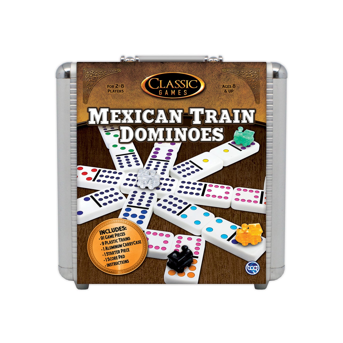 Mexican Train Dominoes with Aluminum Carrying Case
