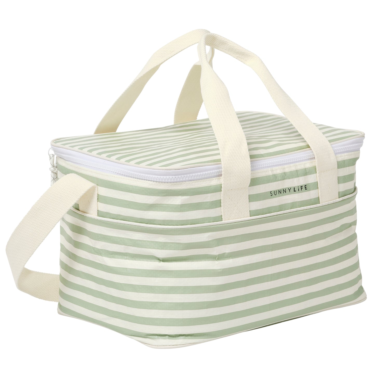 Sunnylife Coastal Chill Light Cooler Bag - La Palma Sage Stripe, 4.9 Gal