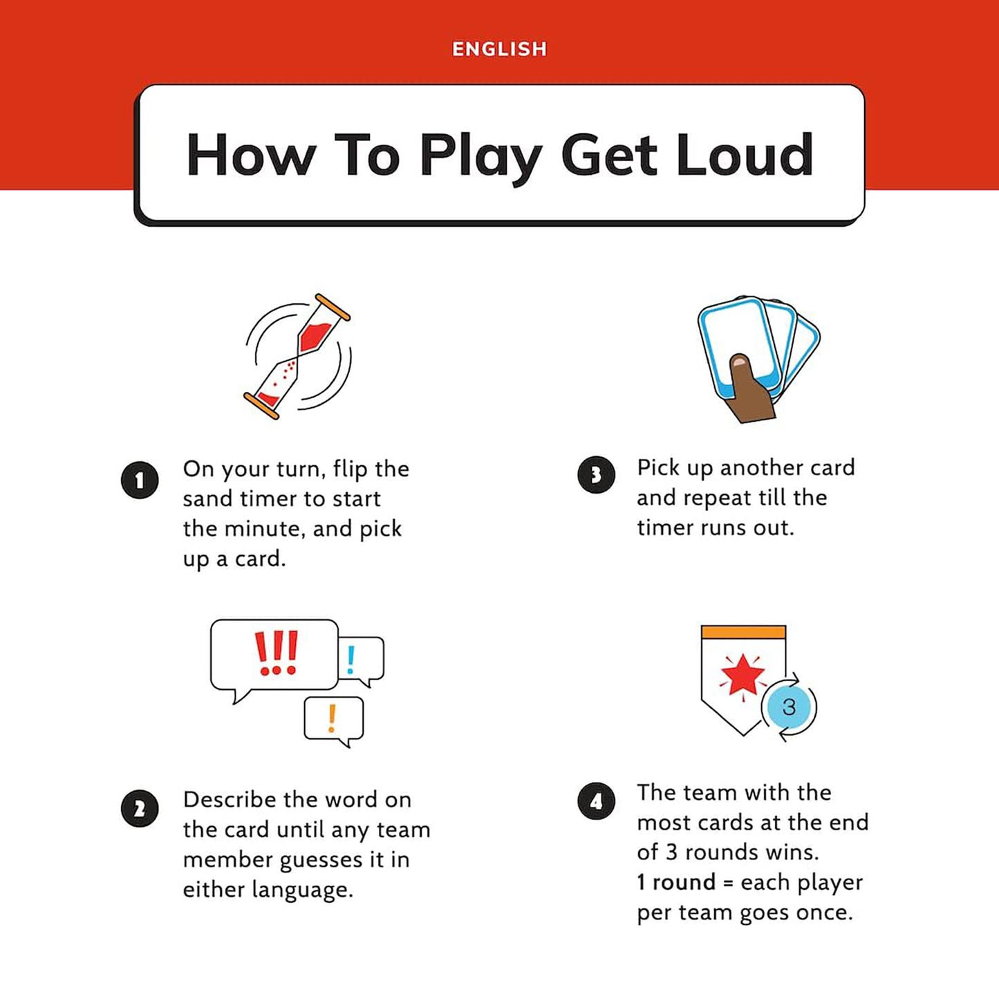 Tragos Get Loud Bilingual Word Guessing Party Game, Age 8+