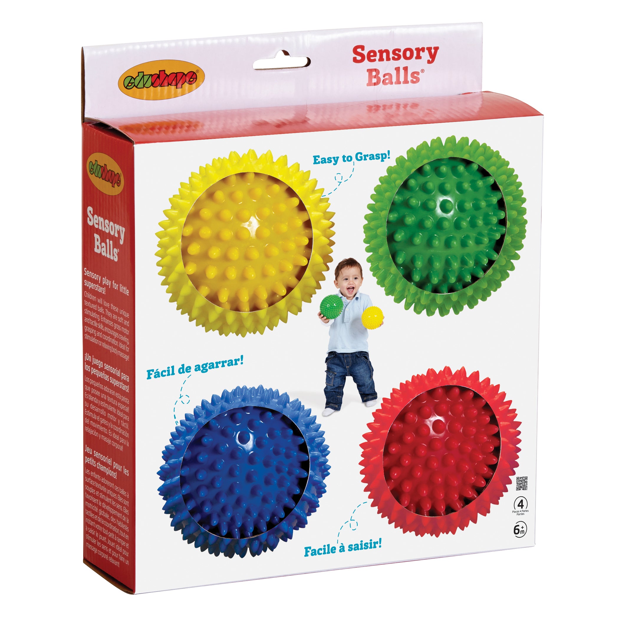 Edushape Sensory Ball - Set of 4: Educational Toy for Gross & Fine Motor Skills Edushape Sensory Ball - Set of 4: Educational Toy for Gross & Fine Motor Skills