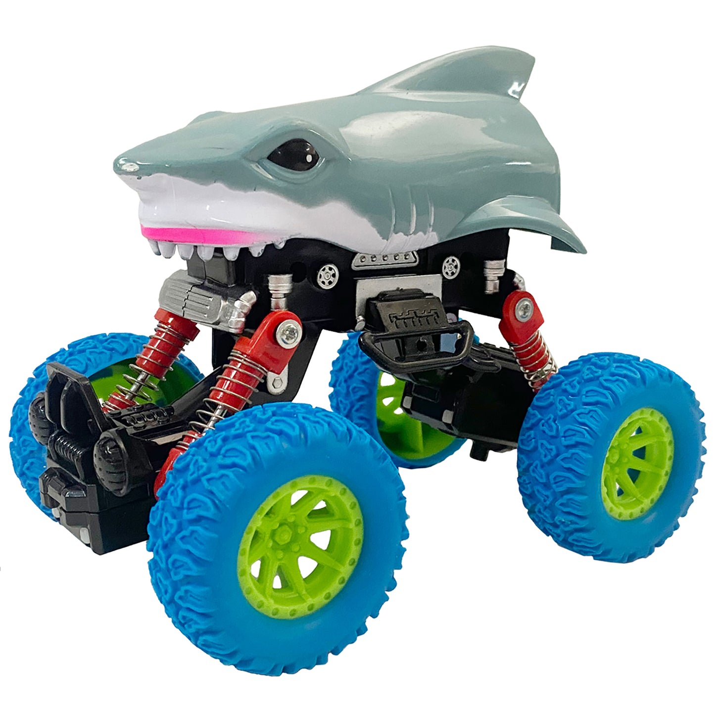 Crazy Truck Big Wheels Shark Truck - 4.5" Friction-Powered Stunt Vehicle for Kids 3+