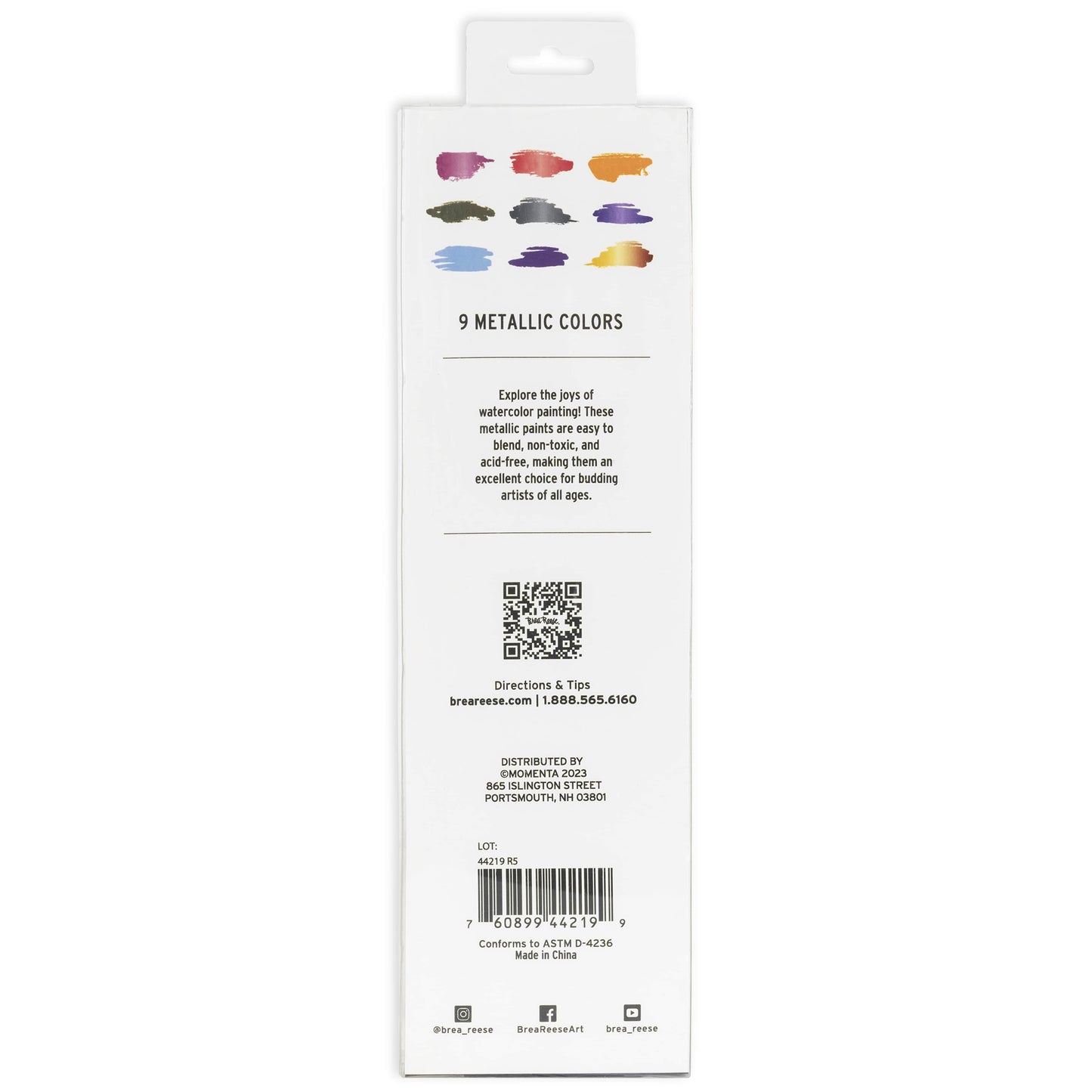 Watercolor Paint Set: Metallic with 9 vibrant metallic colors including pink, red, gold, and purple