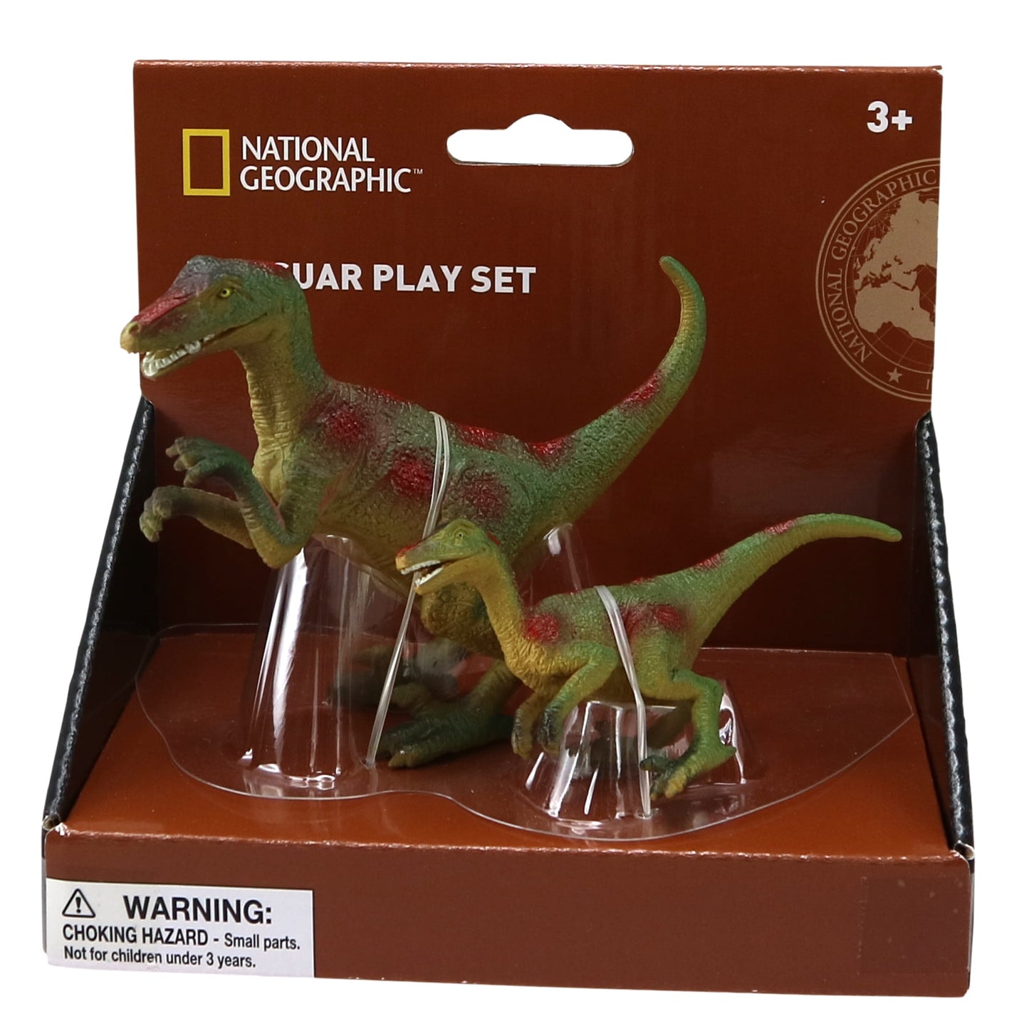 National Geographic Raptor Dinosaur Figurines 2pc Set - Velociraptor and Cub