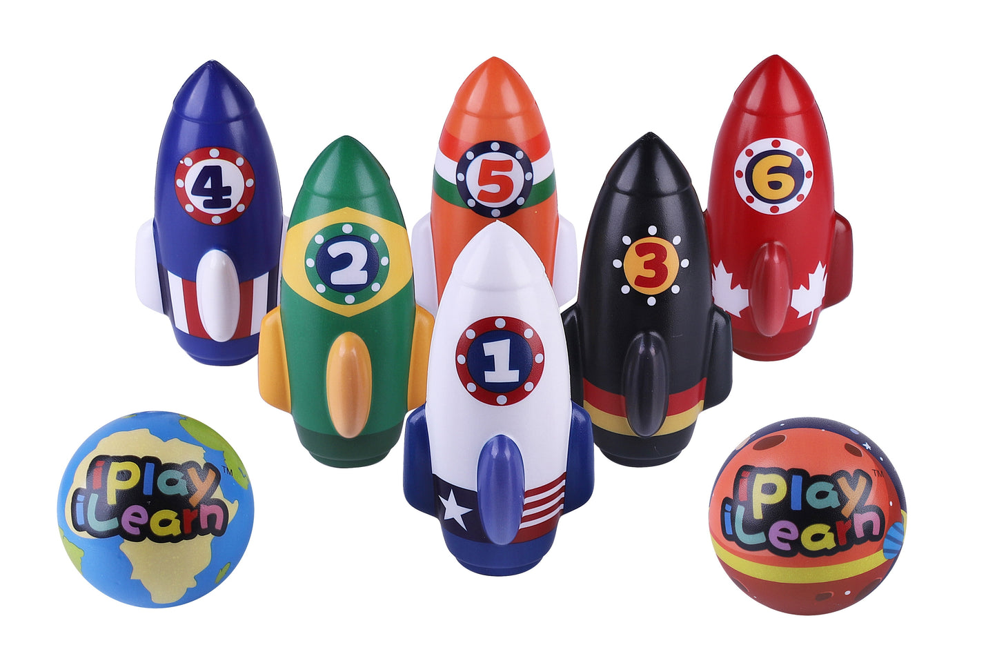 Iplay Ilearn Rocket-Themed Kids Bowling Set with Pins & Balls