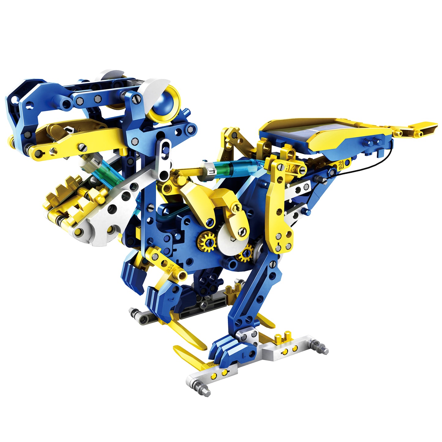 Teach Tech Rivet-Rex Robot blue and yellow mechanical dinosaur building toy