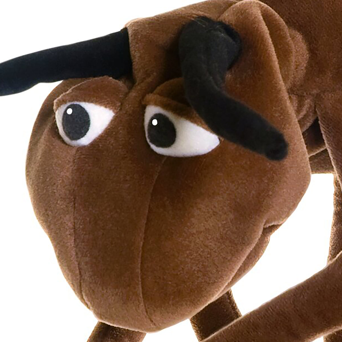 Living Puppets Addie The Ant brown hand puppet with large eyes and black head covering