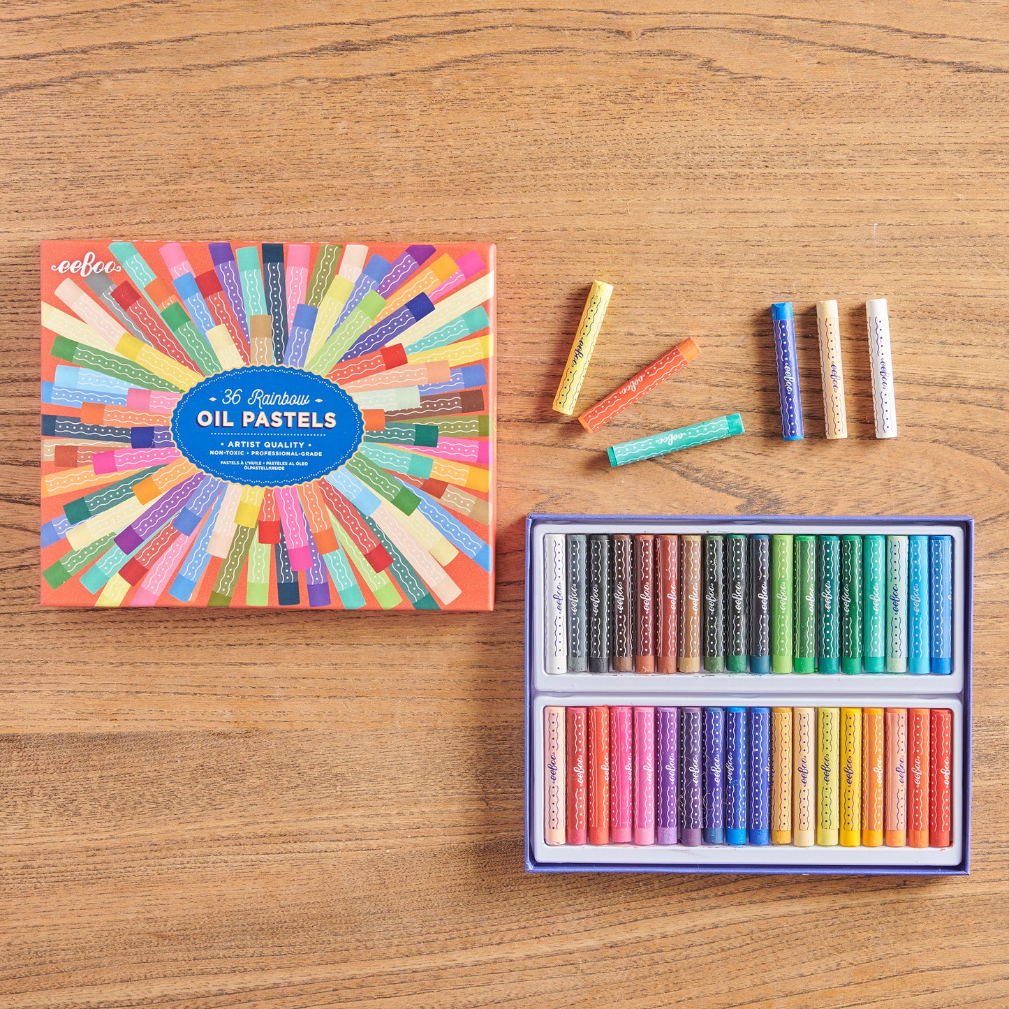 eeBoo Artist Collection Vibrant Oil Pastels Set - Rainbow 36 Colors