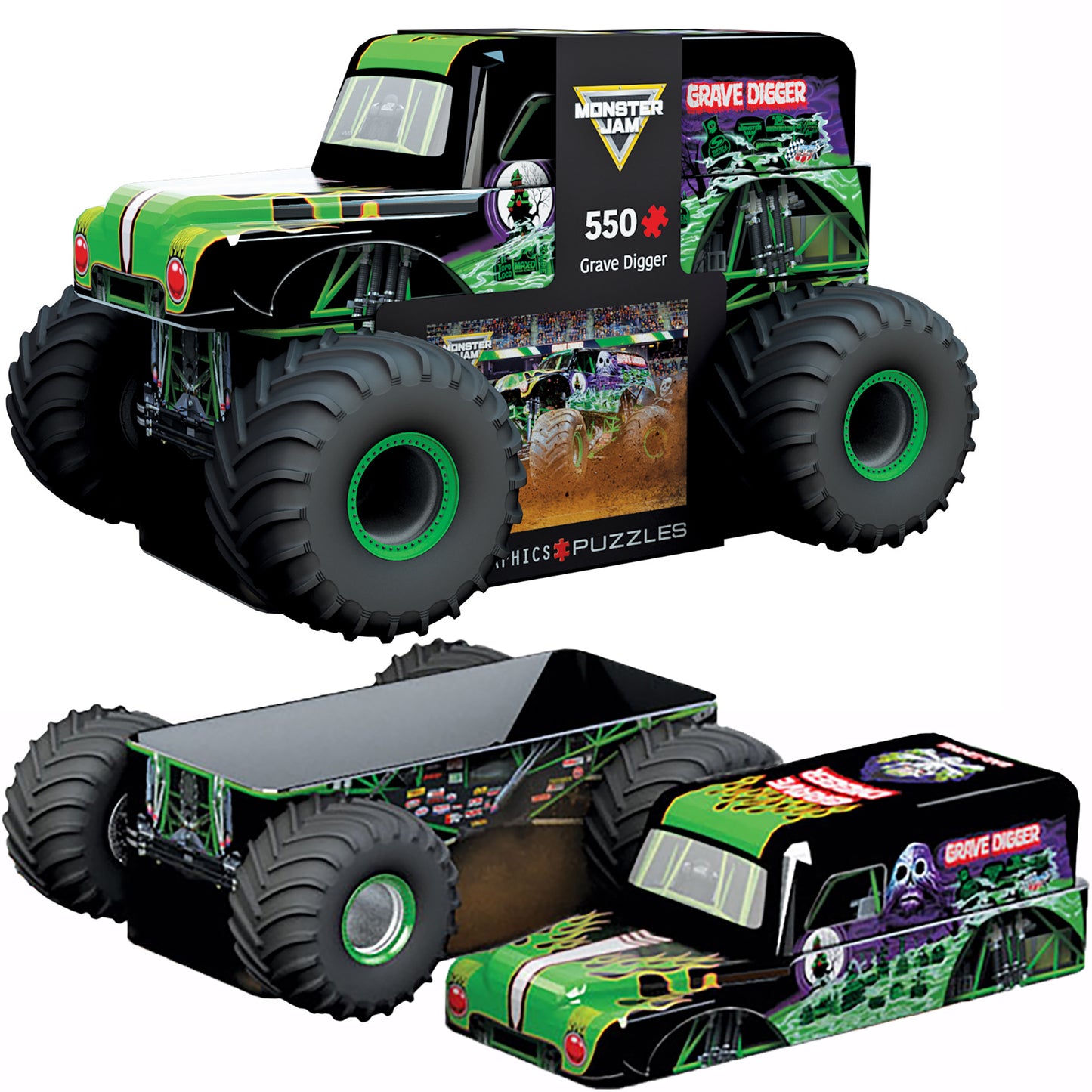 Monster Jam Grave Digger 550pc Jigsaw Puzzle in Collectible Tin
