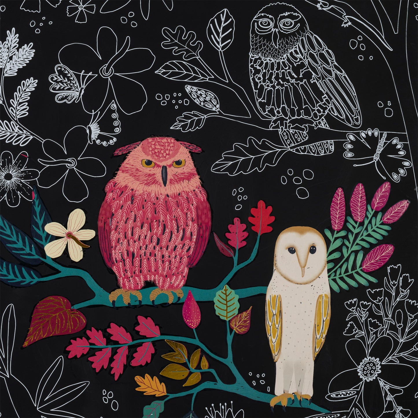 Scratch Art Paper Pad Owl & Moon with colorful owl designs and celestial theme