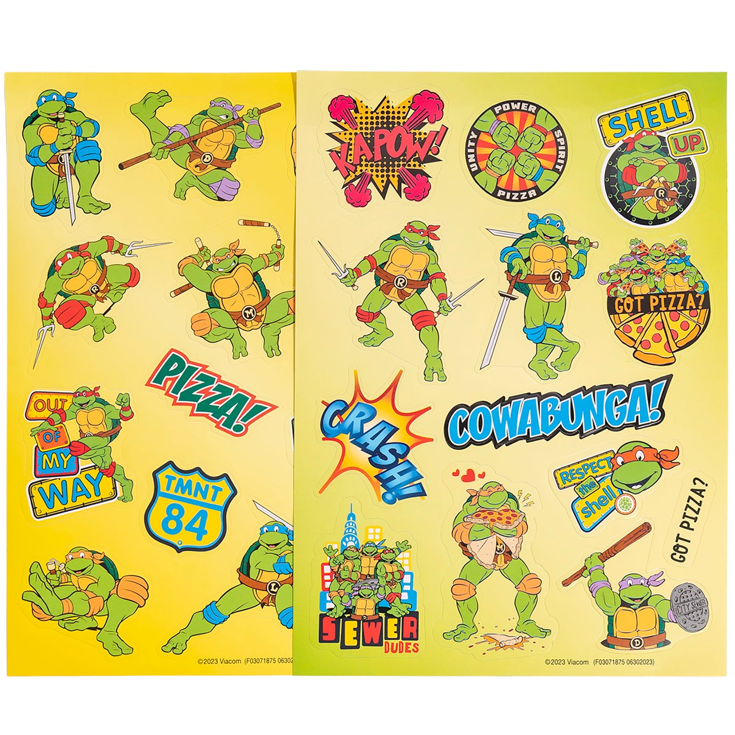 Stamp & Doodle TMNT sticker sheet featuring Teenage Mutant Ninja Turtles characters and logos