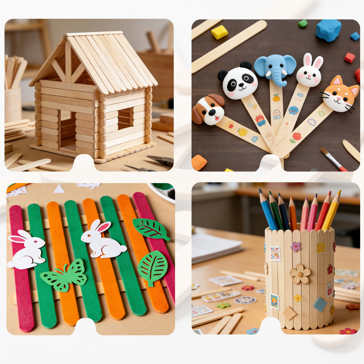 1000 ct bulk pack with natural wood sticks in various creative projects