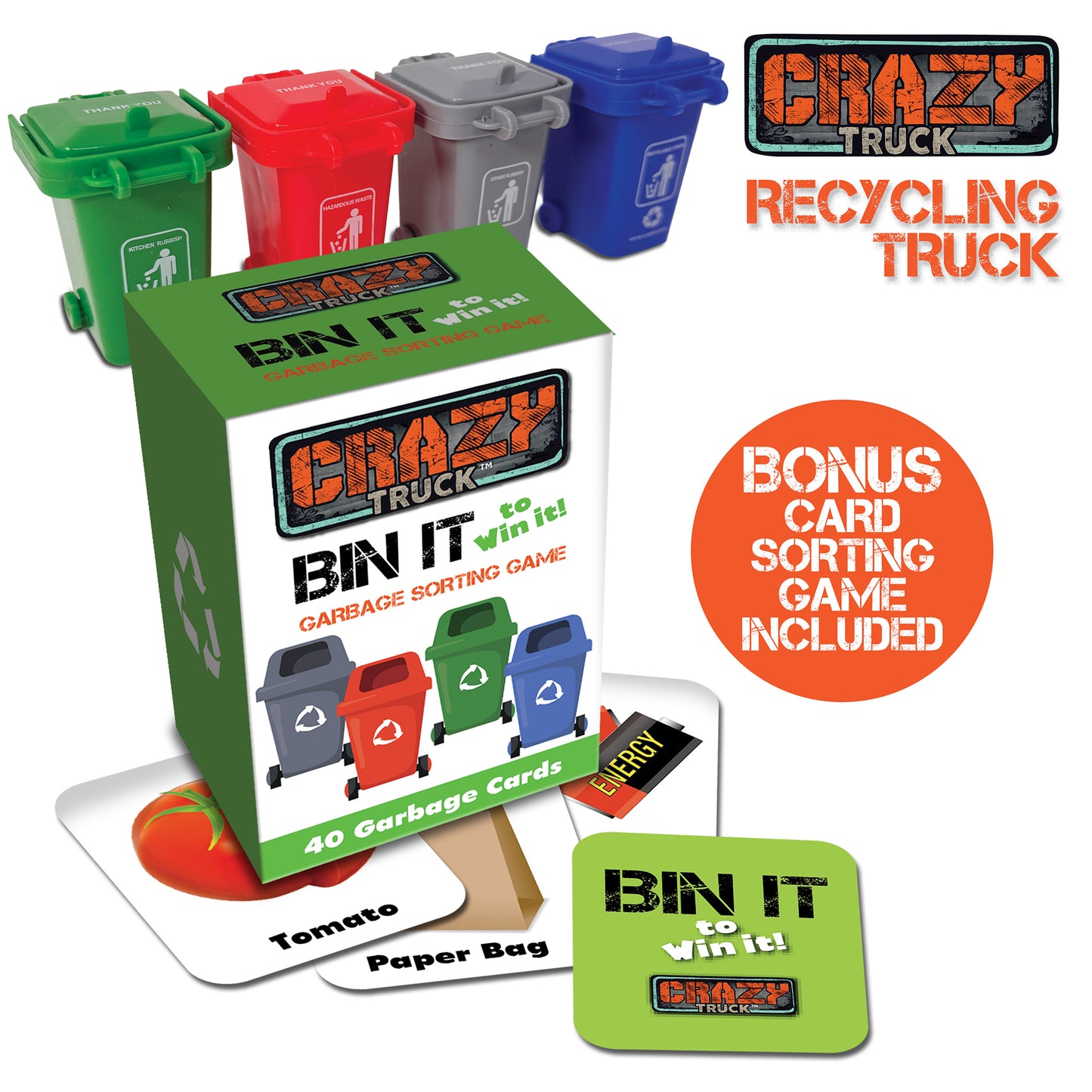 Crazy Truck City Recycler - 1:16 Scale Interactive Toy Recycling Truck