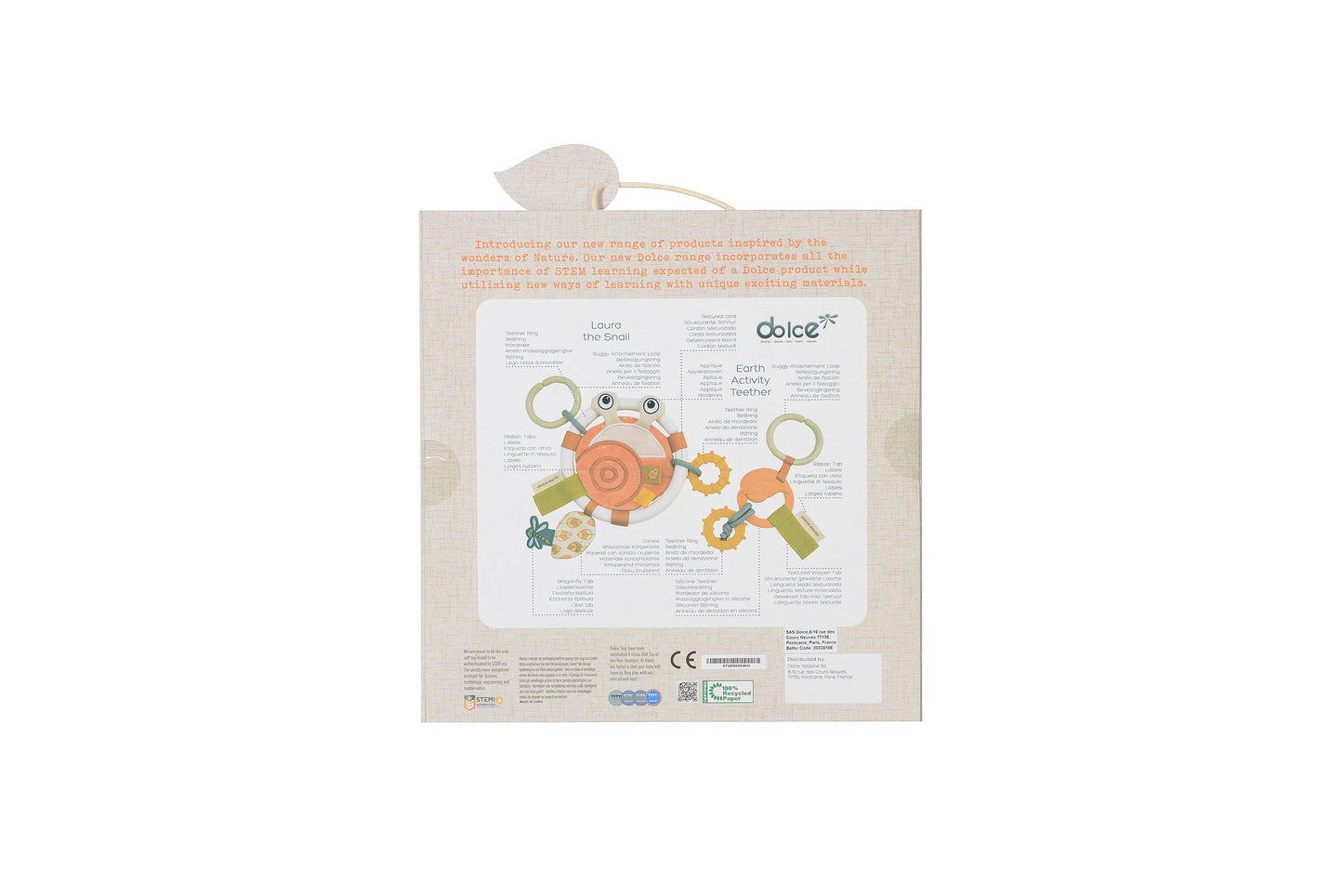 Dolce Laura Snail & Earth Activity Teether - Colorful and Interactive