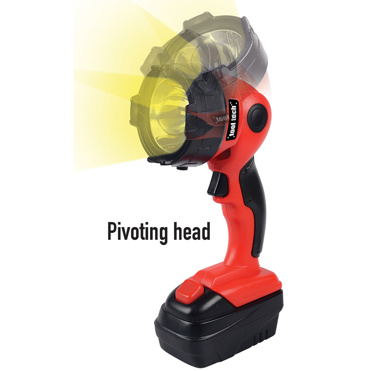 Tool Tech Power Drill & Worklight Set red and black toy drill with yellow pivoting worklight head