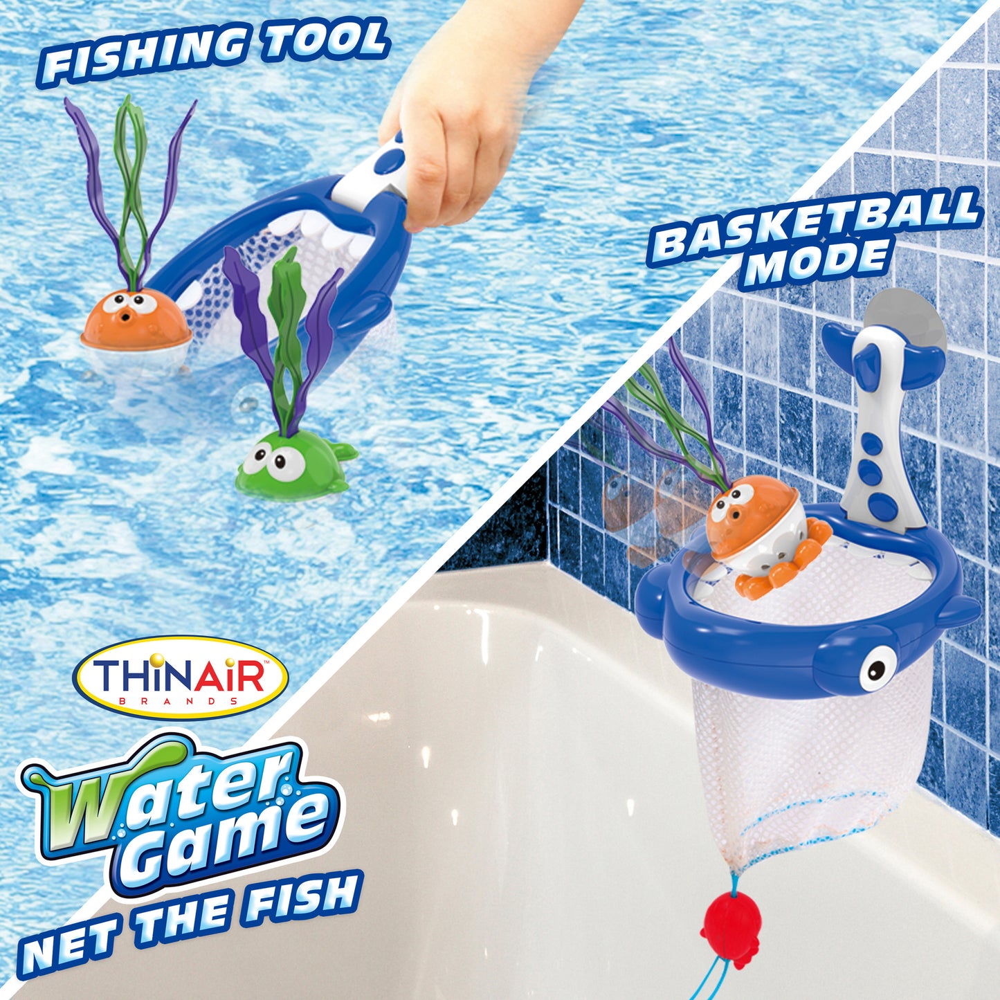 Scooba Duck Shark Net & Fish Water Game - Colorful Bath & Pool Fun for Ages 3+