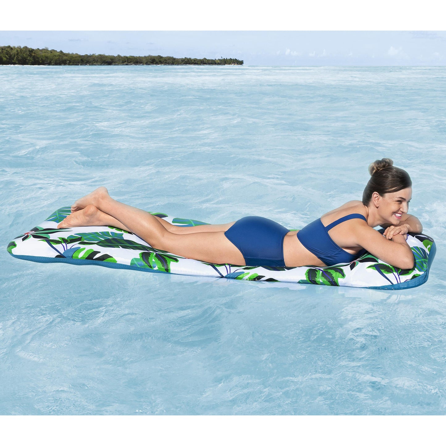 H2OGO! Blissful Drifter 72" Inflatable Floating Mat with UPF Cover & Pillow
