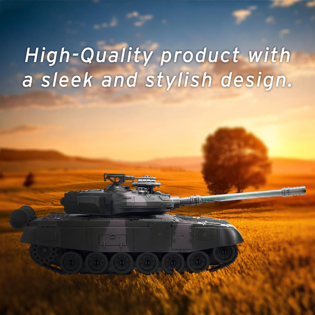 CMJ RC Battle Tank in grey camo, 1:16 scale remote control tank with rotating turret and cannon