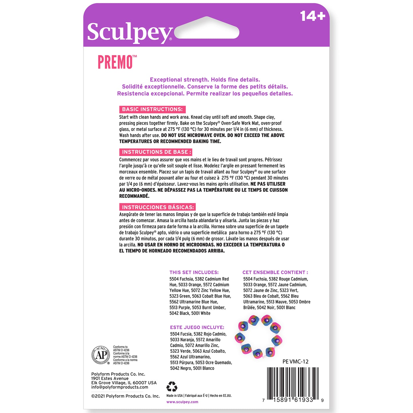 Sculpey Premo Multipack with 12 classic polymer clay colors in vibrant hues