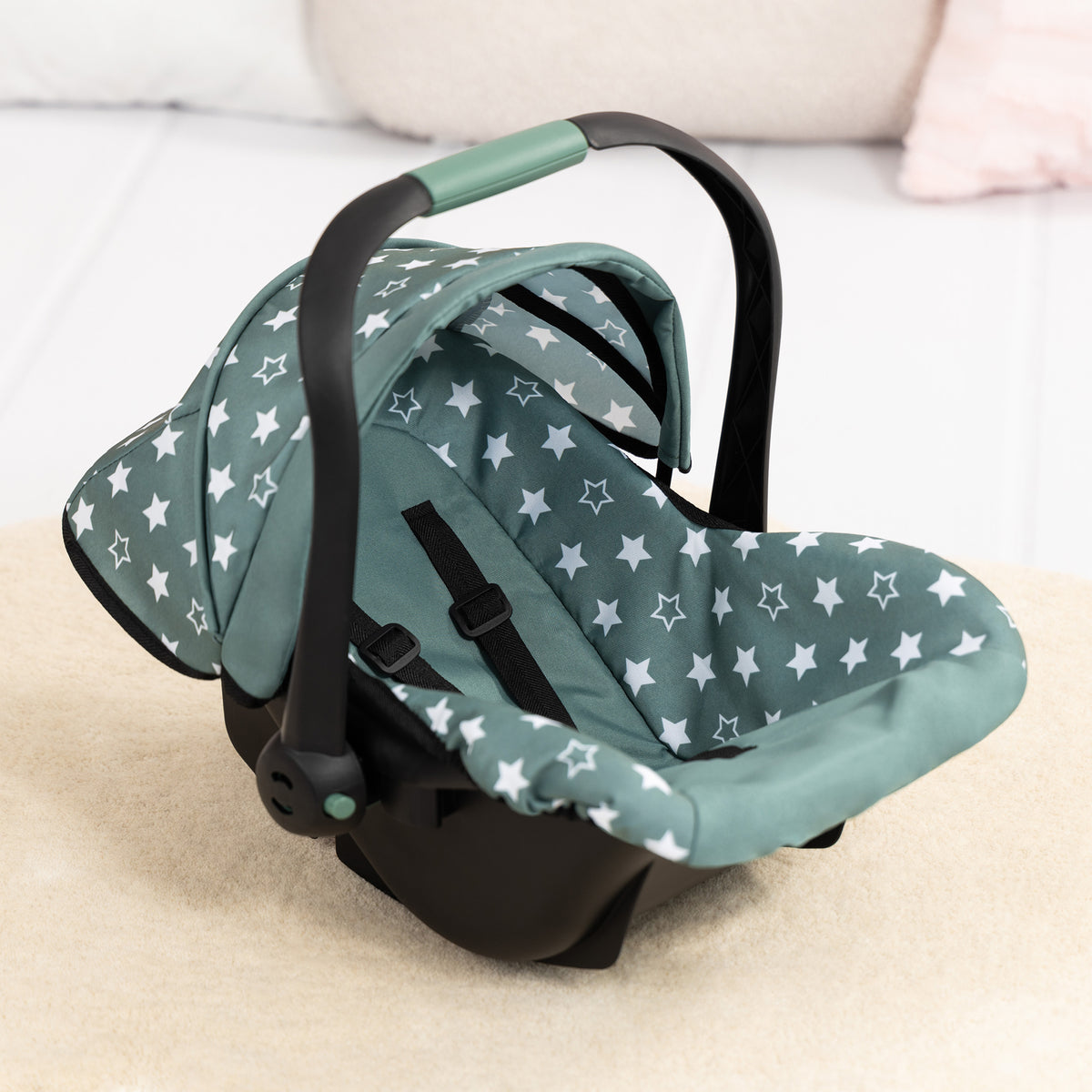 Bayer Design Deluxe Doll Car Seat with Sunshade - Pink & Black
